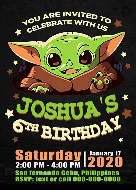Free Printable Baby Yoda Birthday Invitations